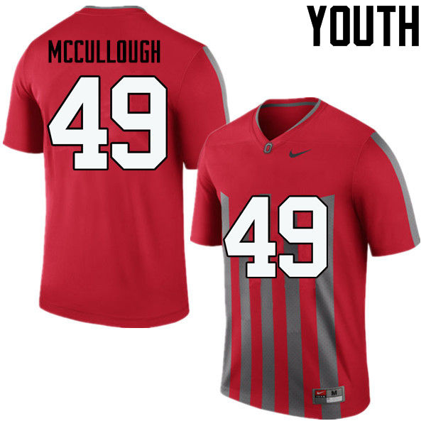 Youth Ohio State Buckeyes #49 Liam McCullough College Football Jerseys Game-Throwback